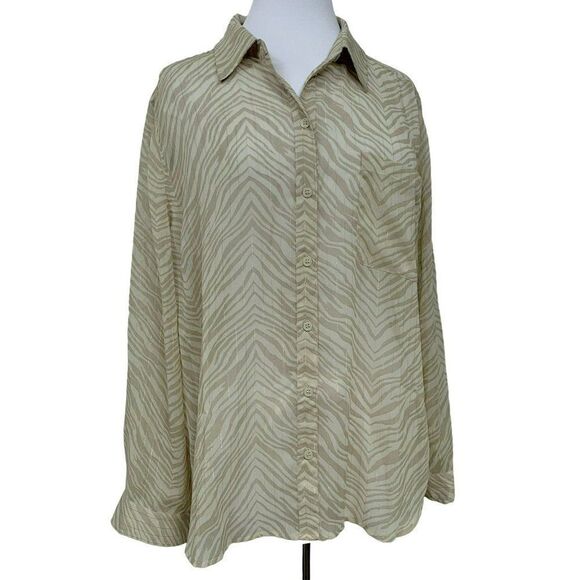 Chico's Semi Sheer Effortless Danise Shirt Blouse Top Brushstroke Animal Print 3 - Picture 1 of 6